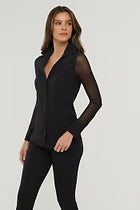 Beth Button-Front Shirt in Black