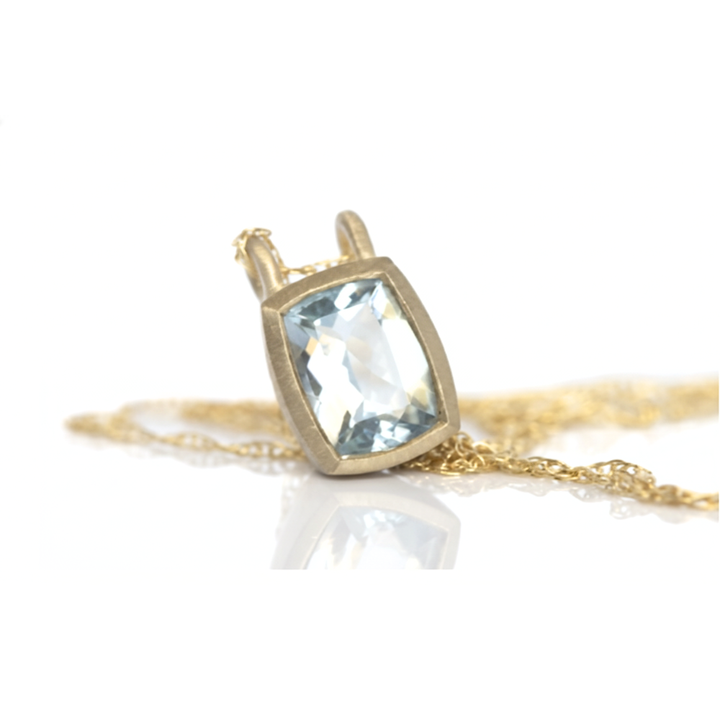 Aquamarine Bezel Pendant Necklace