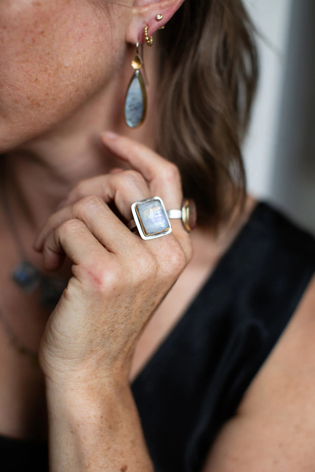 Rectangular Moonstone Ring