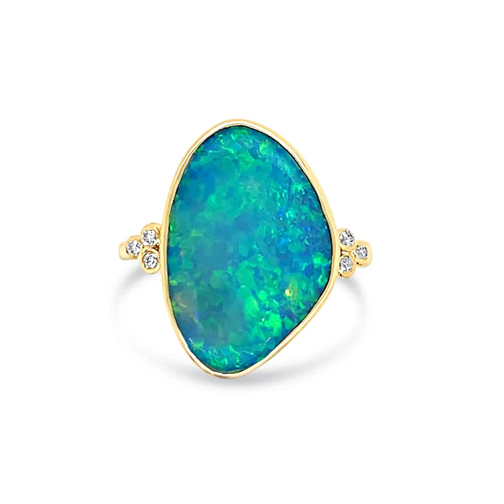 Australian Opal w/ Daimond Clusters Ring