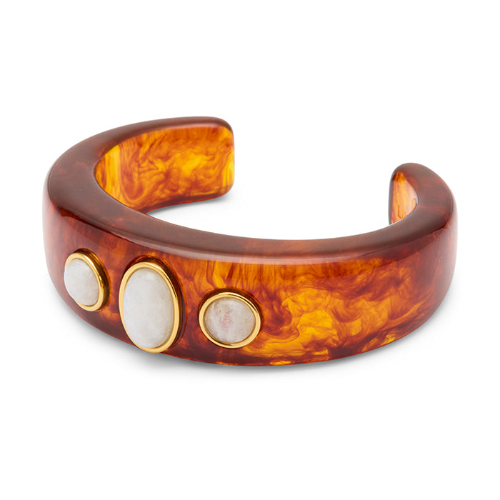 Tortoise Shell Resin with Moonstone Cuff