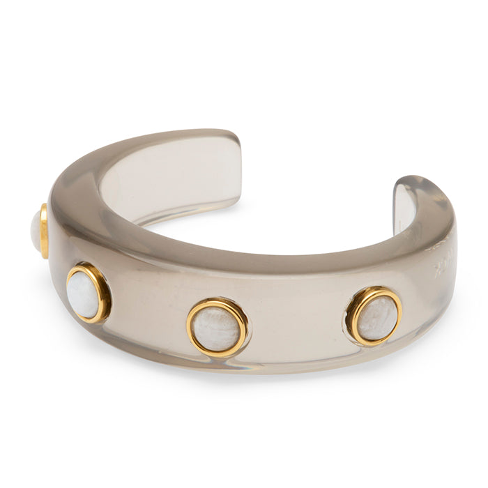 Deep Grey Resin with Moonstone Cuff