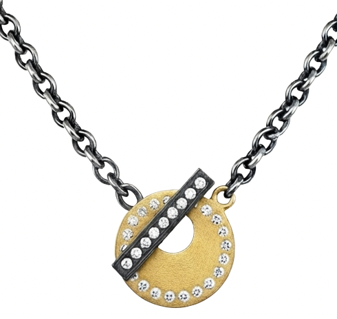 Claire Medium Toggle Necklace - Gold w/ Silver Bar