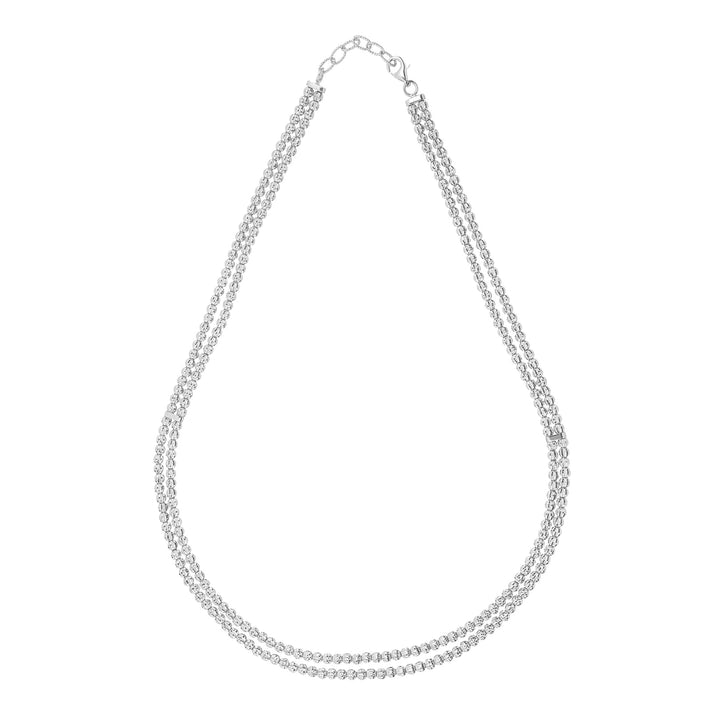 Crystal 2-row Necklace - Silver