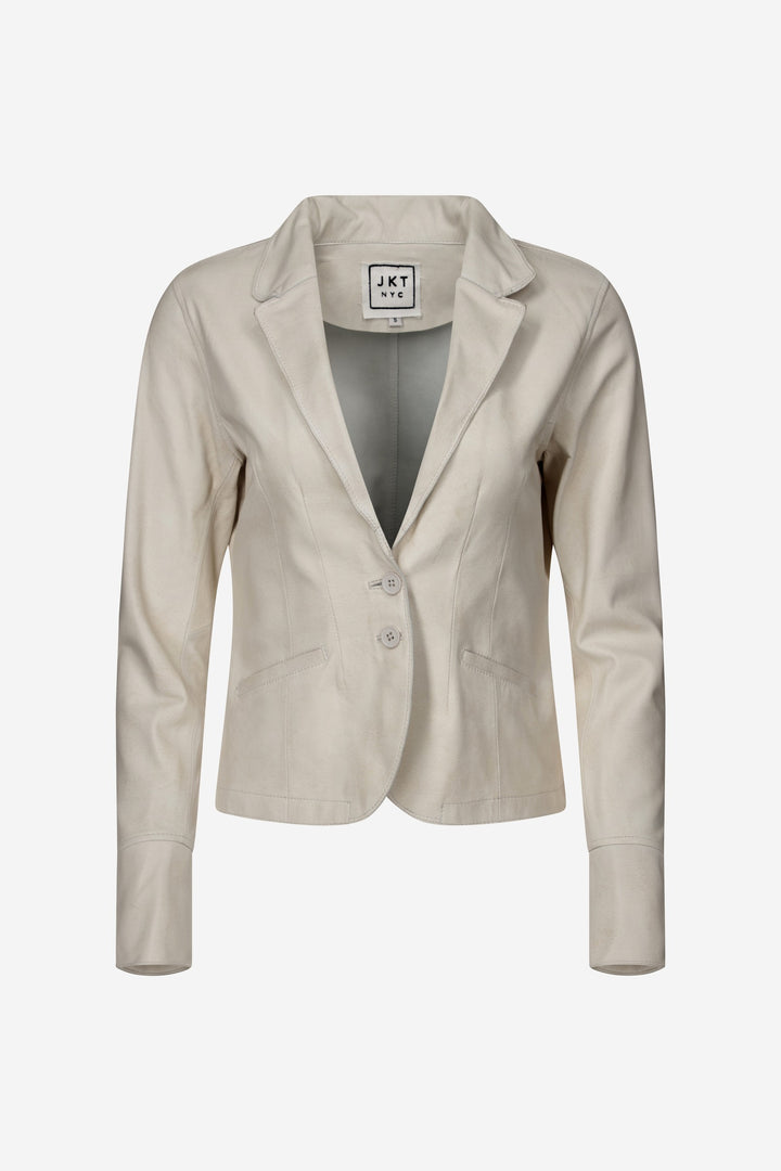 Amelia Patina Leather Jacket - Talc