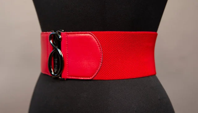 Elastic Belt with Samuel Dong Logo in Red