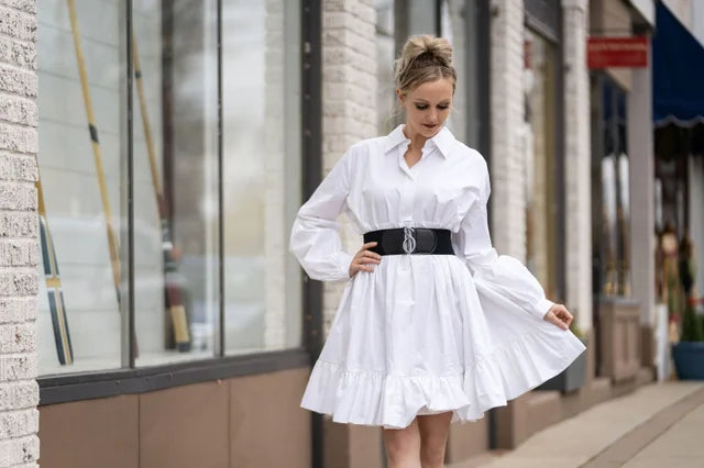 Elastic Belt with Samuel Dong Logo in Black