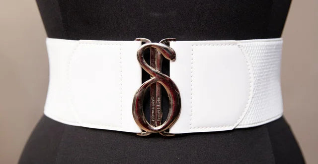 Elastic Belt with Samuel Dong Logo in White
