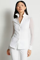 Beth Button-Front Shirt in White