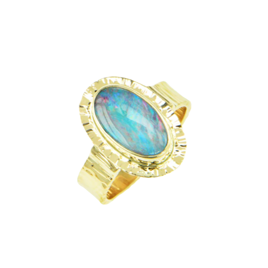 Black Opal Doublet Ring
