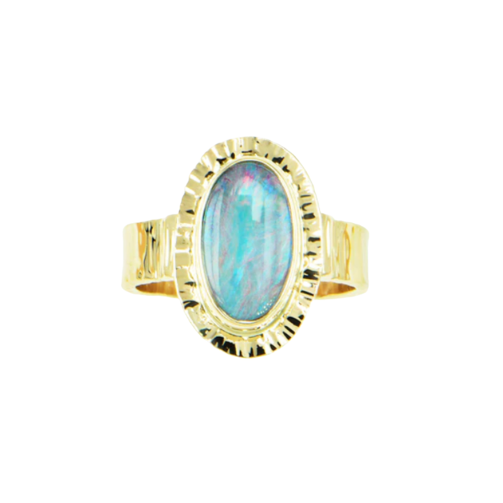 Black Opal Doublet Ring