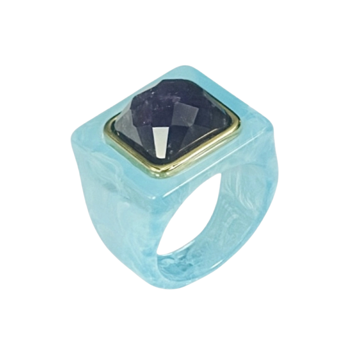 Block Ring - Baby Blue w/ Labradorite