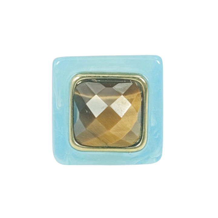 Block Ring - Baby Blue w/ Tigers Eye