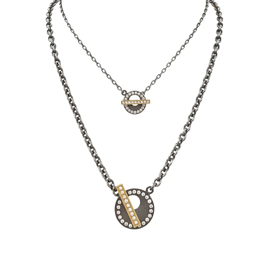 Claire Small Toggle Necklace - Silver w/ Gold Bar