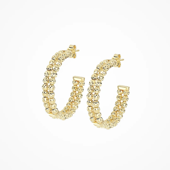 Crystal Hoops 2 Row 25 - Gold