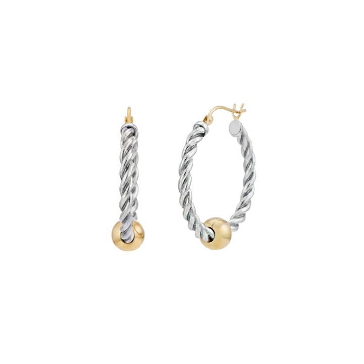 Cape Cod Twist Hoops - Small 2-Tone w Gold Posts