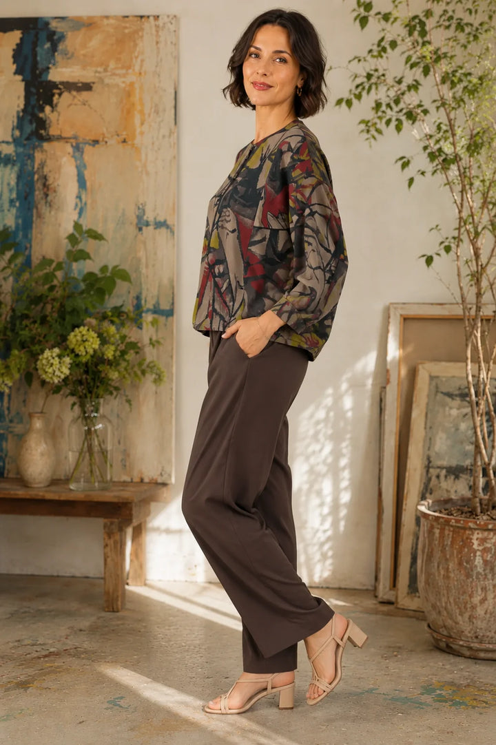 Abstract Print Cropped Boxy Jacket