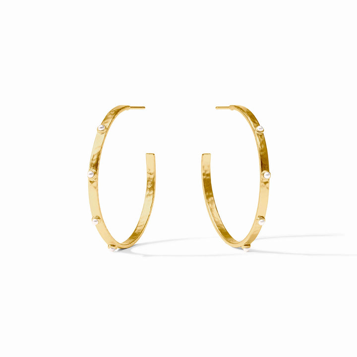 Crescent Stone Hoop Pearl- Large