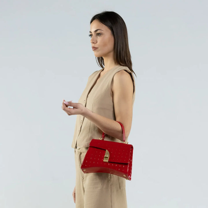 Arco Small Satchel - Red Logo Patent