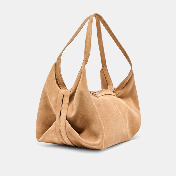 Billy Shoulder Bag - Camel Suede