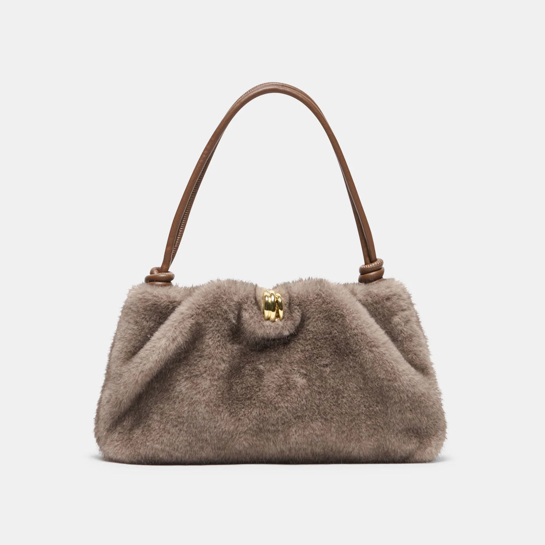 Ravel Grey Faux Fur Shoulder Bag