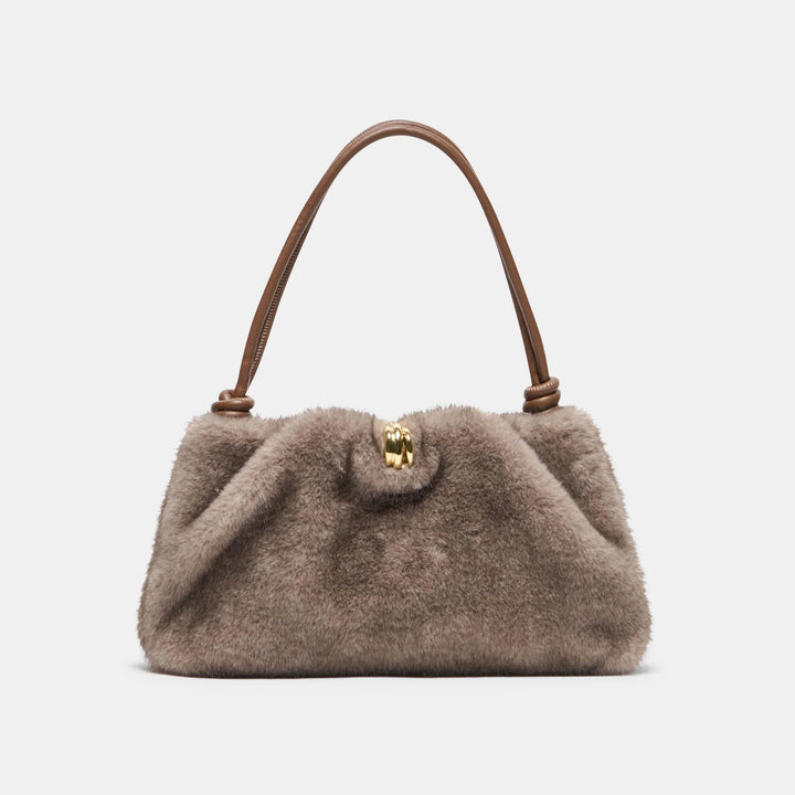 Ravel Grey Faux Fur Shoulder Bag