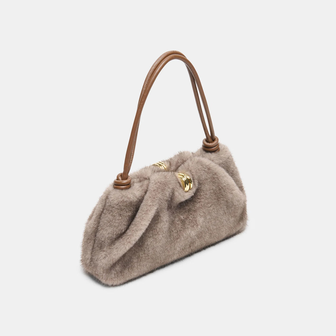 Ravel Grey Faux Fur Shoulder Bag