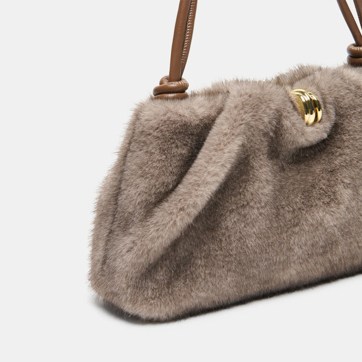Ravel Grey Faux Fur Shoulder Bag