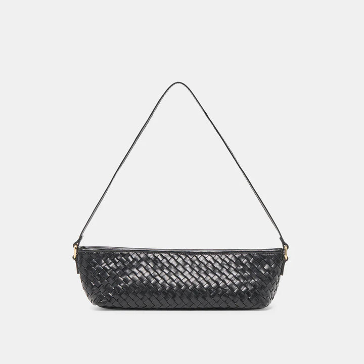Savaii Black Woven Leather Shoulder Bag