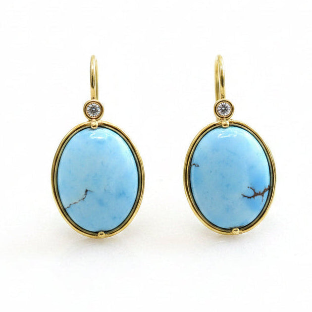 Turquoise and Diamond Hanging Earrings