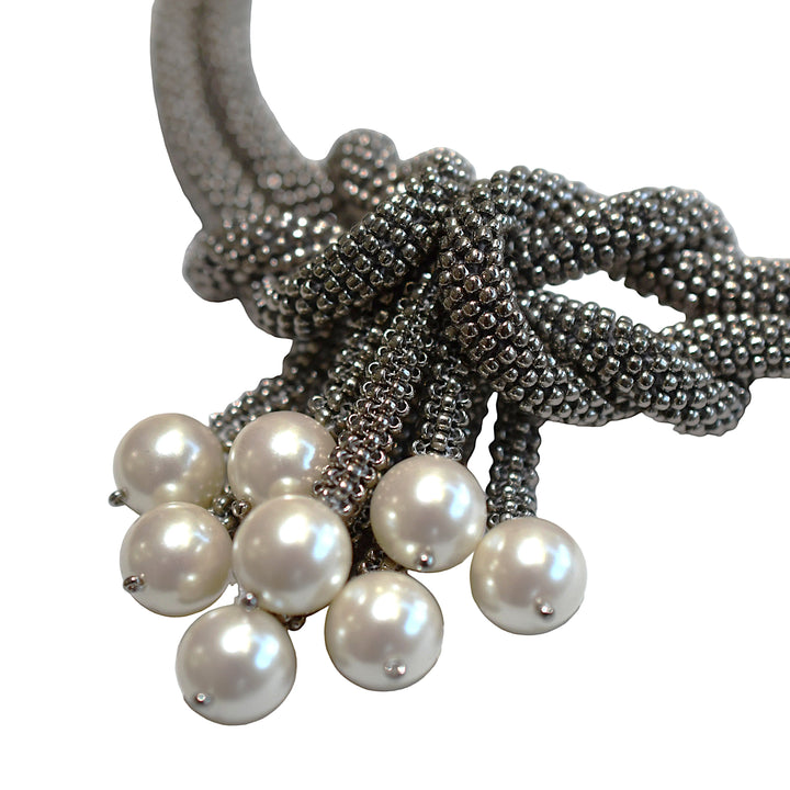 Natasha #1 Necklace - Pewter/White