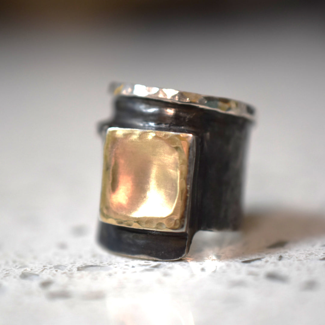 Oxidized Compass Ring