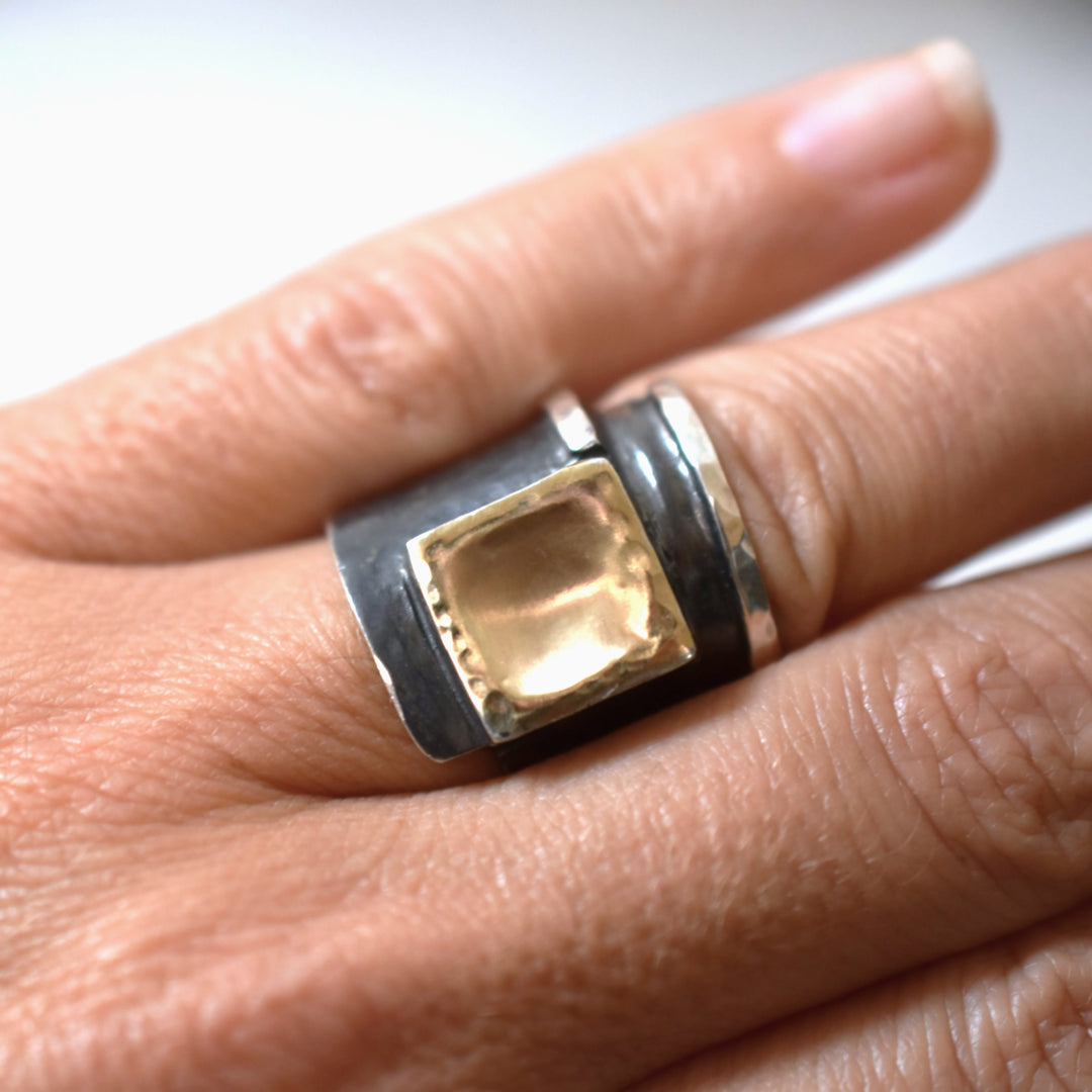 Oxidized Compass Ring