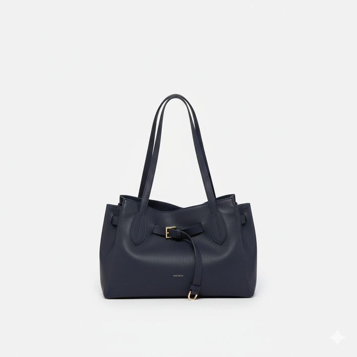 Doll Leather Top Handle Bag - Navy