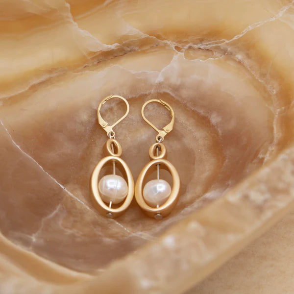 Floating Pearl Hanging Earrings