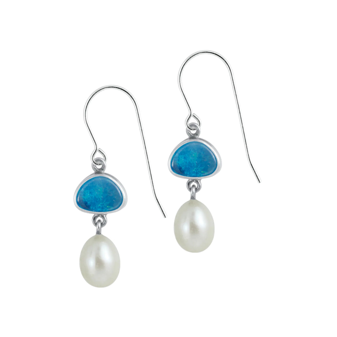 Opal and Pearl Hanging Earrings