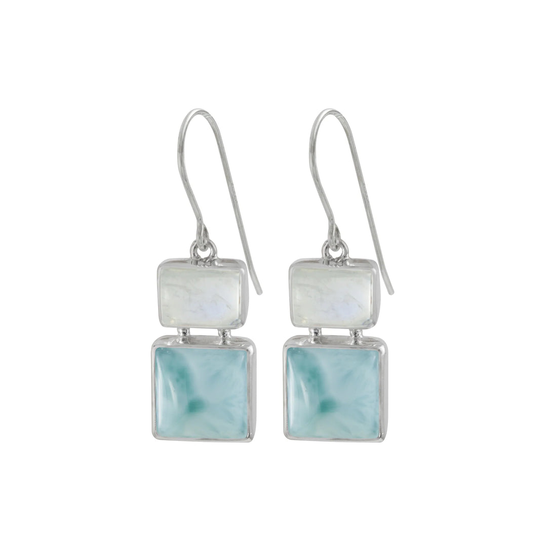 Rainbow Moonstone & Larimar Earrings