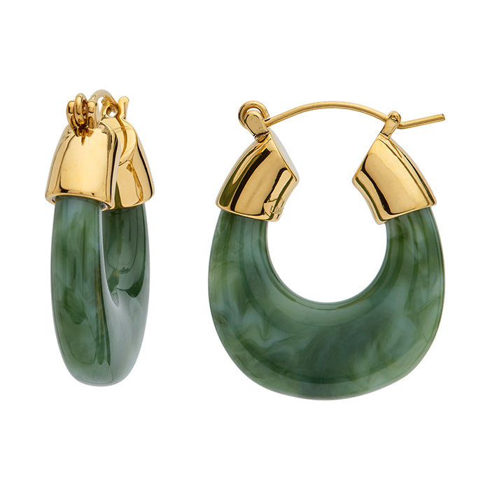 Jade Resin Aura Hoops