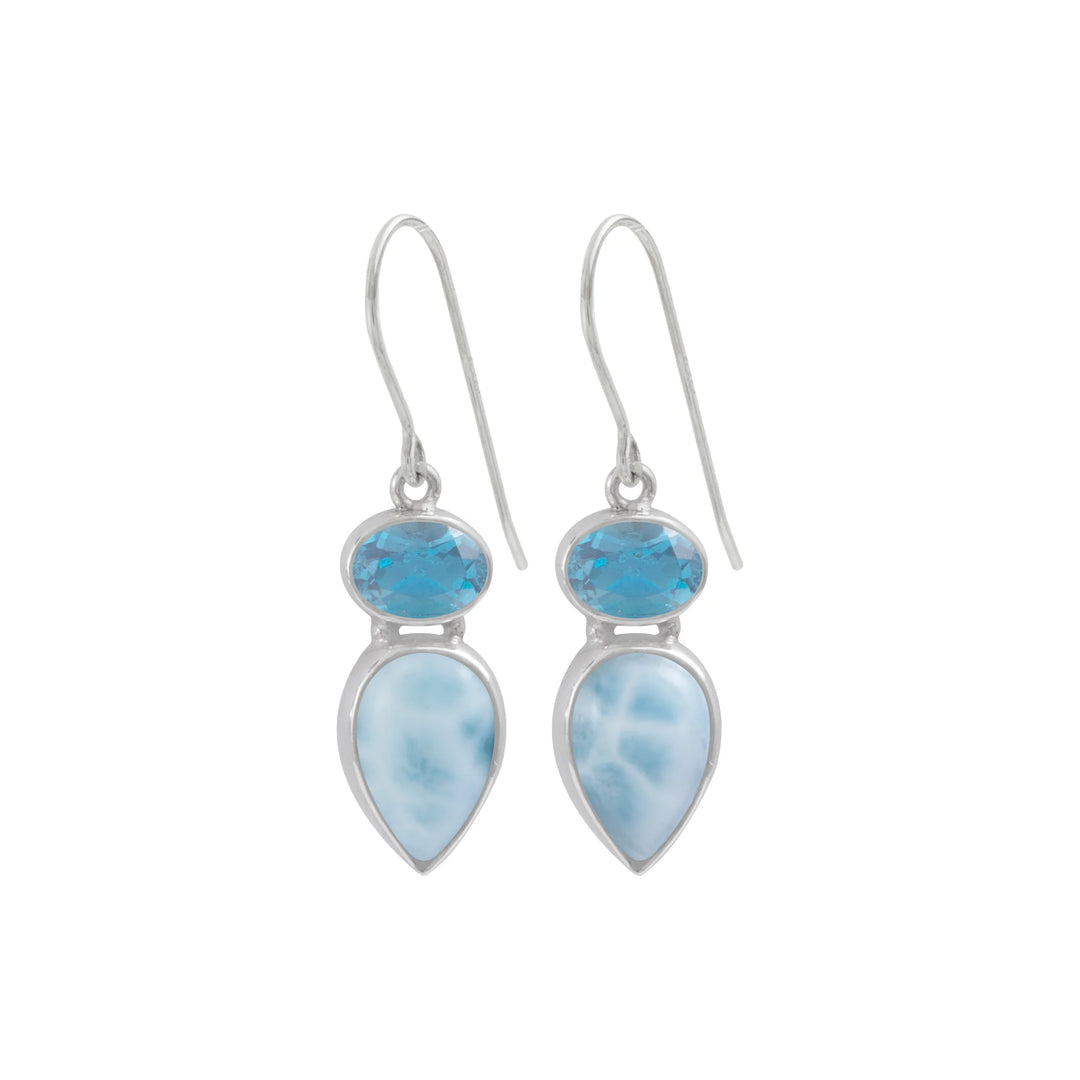 London Blue Topaz & Larimar Drop Earrings