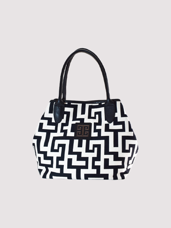 EMMELIA Classic Pattern – Leather in Ecru/Black with EL Strap