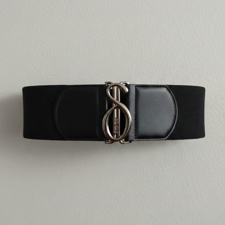 Elastic Belt with Samuel Dong Logo in Black