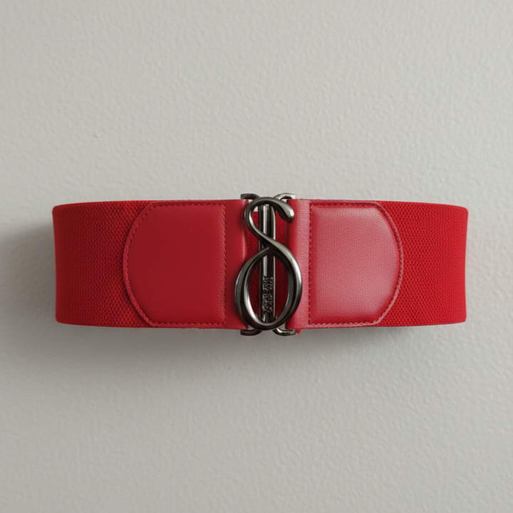 Elastic Belt with Samuel Dong Logo in Red
