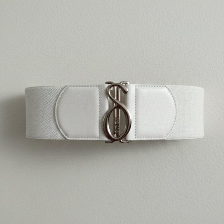Elastic Belt with Samuel Dong Logo in White