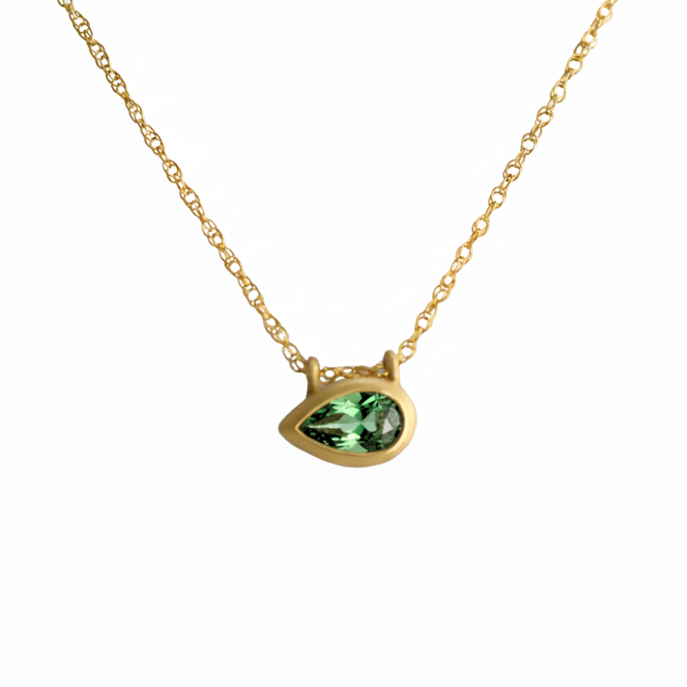 Tsavorite Garnet Bezel Pendant Necklace
