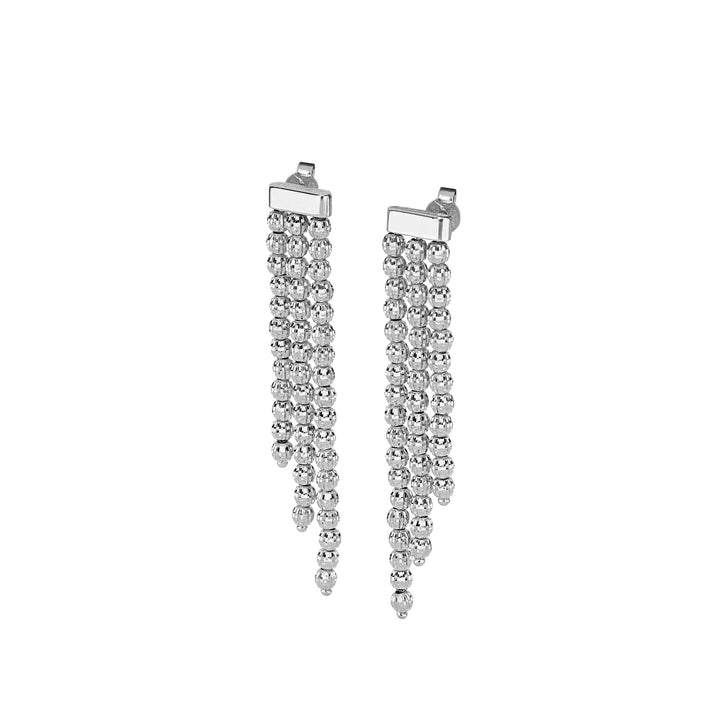 Crystal 3-row Drop Earrings - Silver