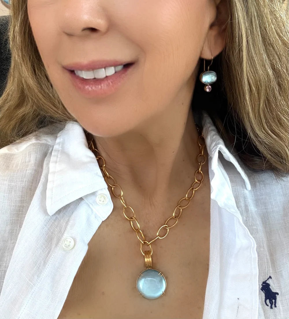 Aquamarine Triplet Charm Necklace