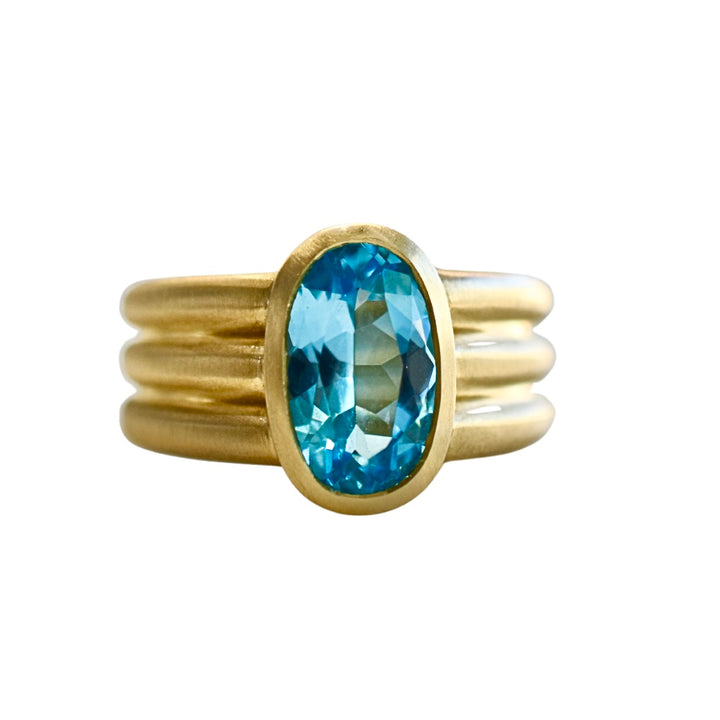 Blue Topaz Triple Band Ring