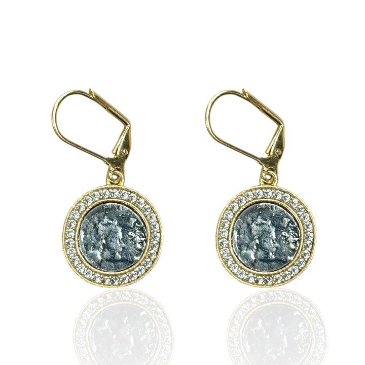 Gold Hestia Coin Earrings