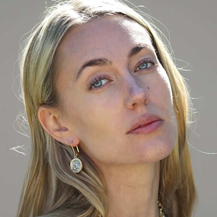 Gold Hestia Coin Earrings