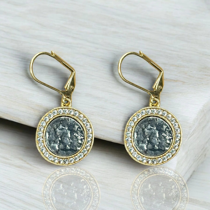 Gold Hestia Coin Earrings